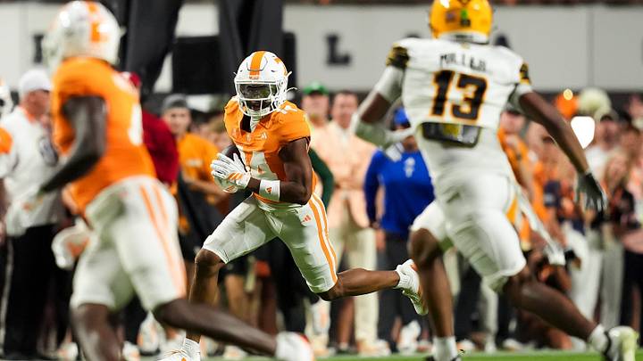 Tennessee wide receiver Braylon Staley (14) runs with the ball during Tennessee’s college football game against Kennesaw State at Neyland Stadium in Knoxville on Sept. 19, 2026. Tennessee wide receiver Braylon Staley (14) runs with the ball during Tennessee’s college football game against Kennesaw State at Neyland Stadium in Knoxville on Sept. 19, 2026.