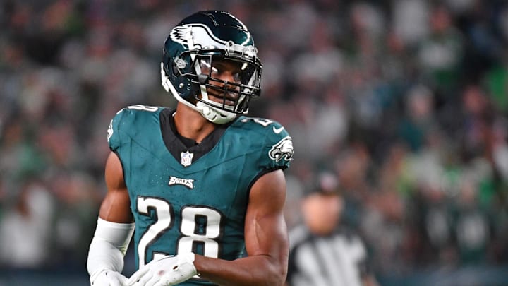 Sep 14, 2023; Philadelphia, Pennsylvania, USA; Philadelphia Eagles cornerback Josh Jobe (28) against the Minnesota Vikings at Lincoln Financial Field. Mandatory Credit: Eric Hartline-Imagn Images