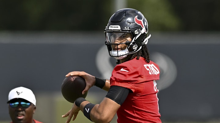 Jun 10, 2025; Houston, TX, USA; Houston Texans quarterback C.J. Stroud (7) participates in a drill during an NFL football minicamp at NRG Stadium. Mandatory Credit: Maria Lysaker-Imagn Images Jun 10, 2025; Houston, TX, USA; Houston Texans quarterback C.J. Stroud (7) participates in a drill during an NFL football minicamp at NRG Stadium. Mandatory Credit: Maria Lysaker-Imagn Images