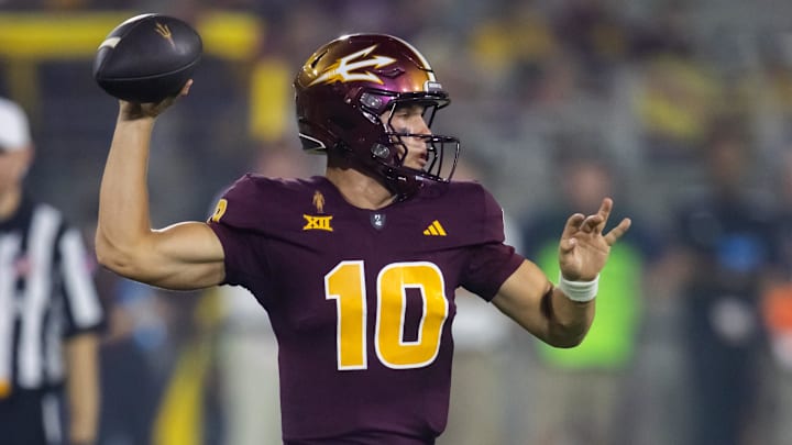 Arizona State Sun Devils quarterback Sam Leavitt (10) has been cleared to play this weekend against Oklahoma State.