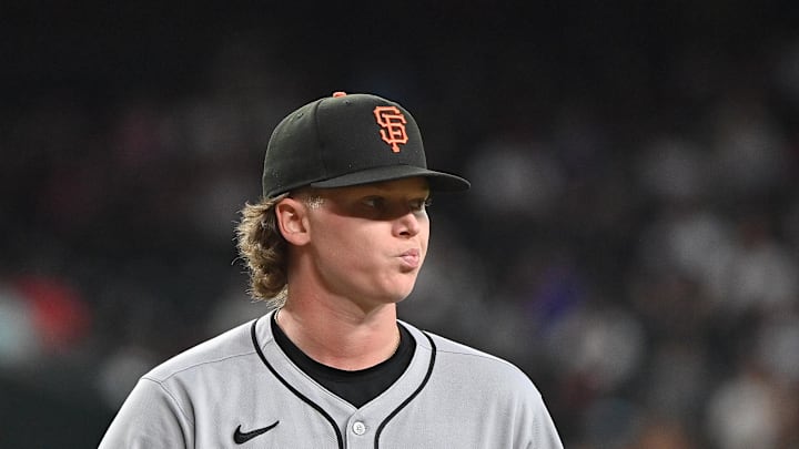 Jul 1, 2025; Phoenix, Arizona, USA; San Francisco Giants pitcher Hayden Birdsong (60) looks on at the end of the first inning against the Arizona Diamondbacks at Chase Field. Mandatory Credit: Matt Kartozian-Imagn Images Jul 1, 2025; Phoenix, Arizona, USA; San Francisco Giants pitcher Hayden Birdsong (60) looks on at the end of the first inning against the Arizona Diamondbacks at Chase Field. Mandatory Credit: Matt Kartozian-Imagn Images