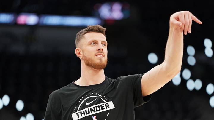 May 28, 2026; San Antonio, Texas, USA; Oklahoma City Thunder center Isaiah Hartenstein (55) warms up before the start of game six of the western conference finals for the 2026 NBA playoffs at Frost Bank Center. Mandatory Credit: Dustin Safranek-Imagn Images