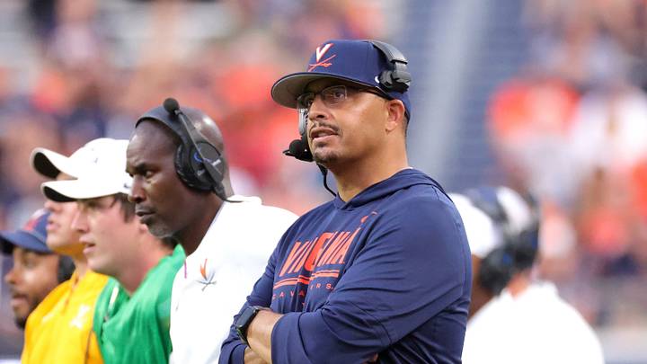 Sep 11, 2026; Charlottesville, Virginia, USA; Virginia Cavaliers head coach Tony Elliott looks on during the first quarter against the Norfolk State Spartans at Scott Stadium. Mandatory Credit: Amber Searls-Imagn Images Sep 11, 2026; Charlottesville, Virginia, USA; Virginia Cavaliers head coach Tony Elliott looks on during the first quarter against the Norfolk State Spartans at Scott Stadium. Mandatory Credit: Amber Searls-Imagn Images