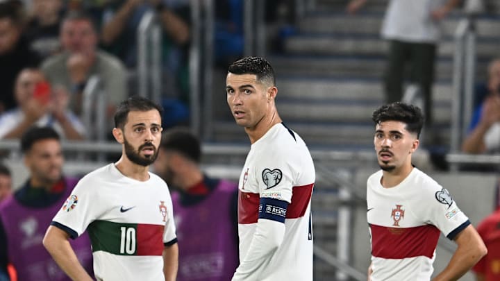 Bernardo Silva, Cristiano Ronaldo et Vitinha contre la Slovaquie Bernardo Silva, Cristiano Ronaldo et Vitinha contre la Slovaquie