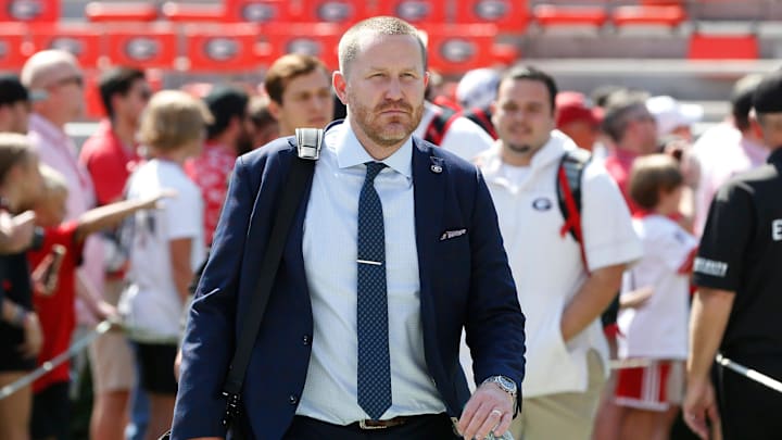 Georgia Defensive Glenn Schumann arrives before the start of a NCAA college football game against Auburn in Athens, Ga., on Saturday, Oct. 5, 2024.