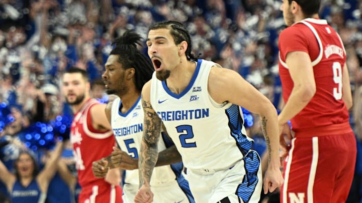 Creighton Bluejays guard Pop Isaacs reacts after scoring against the Nebraska Cornhuskers