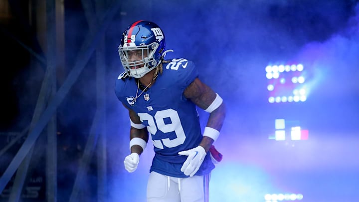 Dec 31, 2023; East Rutherford, New Jersey, USA; New York Giants safety Xavier McKinney (29) is