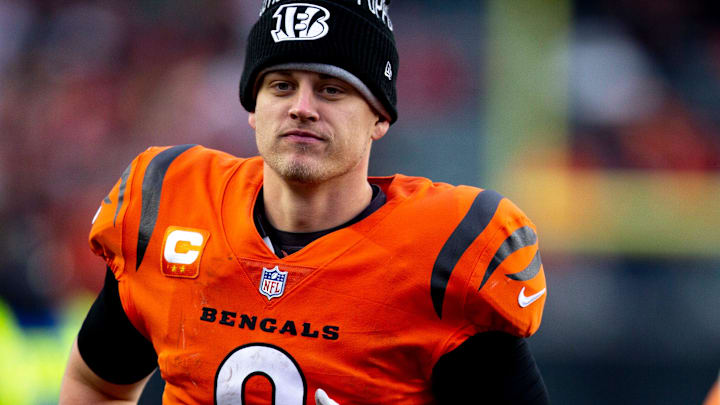 Cincinnati Bengals quarterback Joe Burrow (9) runs off the field smiling after the NFL game on Sunday, Jan. 2, 2022, at Paul Brown Stadium in Cincinnati. Cincinnati Bengals defeated Kansas City Chiefs 34-31.
Cincinnati Bengals And The Kansas City Chiefs 463 Cincinnati Bengals quarterback Joe Burrow (9) runs off the field smiling after the NFL game on Sunday, Jan. 2, 2022, at Paul Brown Stadium in Cincinnati. Cincinnati Bengals defeated Kansas City Chiefs 34-31.
Cincinnati Bengals And The Kansas City Chiefs 463