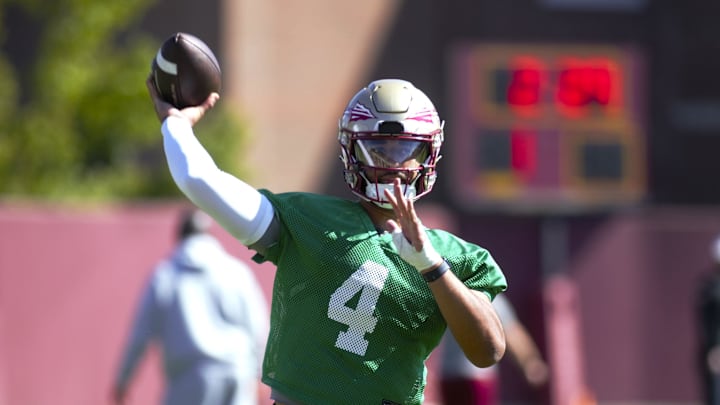 FSU football players participate in the Seminoles first spring practice of the 2024 season on