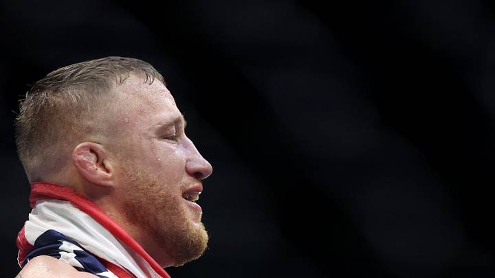 Jun 14, 2026; Washington, D.C., USA; Justin Gaethje (blue gloves) celebrates after winning the UFC Freedom 250 fight against Ilia Topuria (not pictured) at the White House South Lawn. Mandatory Credit: Amber Searls-Imagn Images Jun 14, 2026; Washington, D.C., USA; Justin Gaethje (blue gloves) celebrates after winning the UFC Freedom 250 fight against Ilia Topuria (not pictured) at the White House South Lawn. Mandatory Credit: Amber Searls-Imagn Images