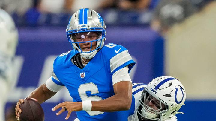 Indianapolis Colts safety Hunter Wohler (30) sacks Detroit Lions quarterback Josh Dobbs (6) Indianapolis Colts safety Hunter Wohler (30) sacks Detroit Lions quarterback Josh Dobbs (6)