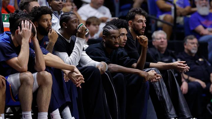 Oct 6, 2026; Tulsa, Oklahoma, USA; Oklahoma City Thunder Oklahoma City Thunder guard Shai Gilgeous-Alexander (2) watches the team play against the New Orleans Pelicans during the second half at BOK Center. Mandatory Credit: Alonzo Adams-Imagn Images Oct 6, 2026; Tulsa, Oklahoma, USA; Oklahoma City Thunder Oklahoma City Thunder guard Shai Gilgeous-Alexander (2) watches the team play against the New Orleans Pelicans during the second half at BOK Center. Mandatory Credit: Alonzo Adams-Imagn Images