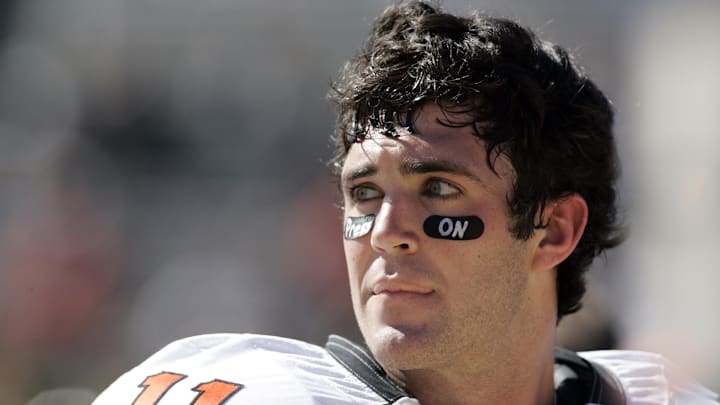 Former Oklahoma State Cowboys quarterback and current Atlanta Falcons offensive coordinator Zac Robinson