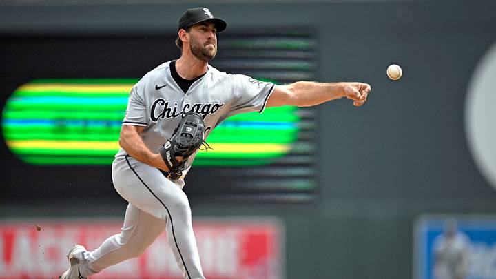 Aug 30, 2026; Minneapolis, Minnesota, USA;  Chicago White Sox relief pitcher Tyler Gilbert (40) delivers a pitch against the Minnesota Twins during the first inning at Target Field.  Mandatory Credit: Nick Wosika-Imagn Images