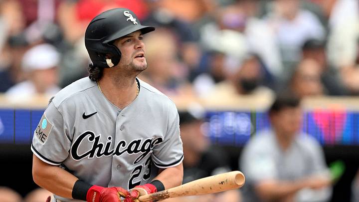 Aug 29, 2026; Minneapolis, Minnesota, USA; Chicago White Sox designated hitter Andrew Benintendi (23) hits a solo home run against the Minnesota Twins during the sixth inning at Target Field. Mandatory Credit: Nick Wosika-Imagn Images Aug 29, 2026; Minneapolis, Minnesota, USA; Chicago White Sox designated hitter Andrew Benintendi (23) hits a solo home run against the Minnesota Twins during the sixth inning at Target Field. Mandatory Credit: Nick Wosika-Imagn Images