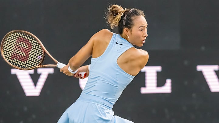 Qinwen Zheng defeated Elise Mertens in three sets at the Charleston Open.
