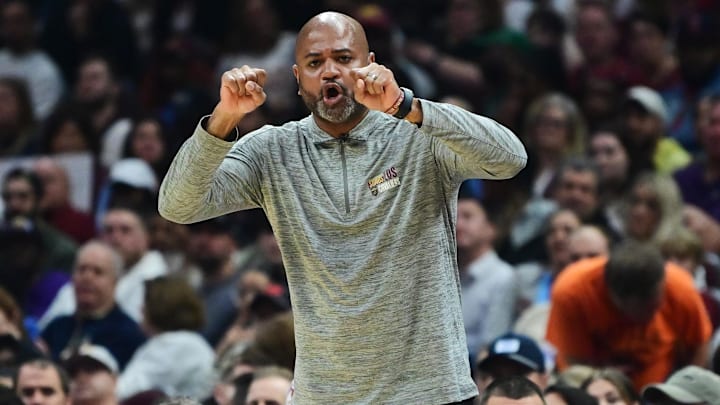 Mar 5, 2024; Cleveland, Ohio, USA;  Cleveland Cavaliers head coach J.B. Bickerstaff reacts during the first half against the Boston Celtics at Rocket Mortgage FieldHouse. Mandatory Credit: Ken Blaze-Imagn Images