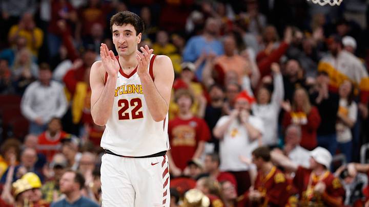 Mar 27, 2026; Chicago, IL, USA; Iowa State Cyclones forward Milan Momcilovic (22) reacts in the first half against the Tennessee Volunteers during a Sweet Sixteen game of the Midwest Regional of the men's 2026 NCAA Tournament at United Center. Mar 27, 2026; Chicago, IL, USA; Iowa State Cyclones forward Milan Momcilovic (22) reacts in the first half against the Tennessee Volunteers during a Sweet Sixteen game of the Midwest Regional of the men's 2026 NCAA Tournament at United Center.