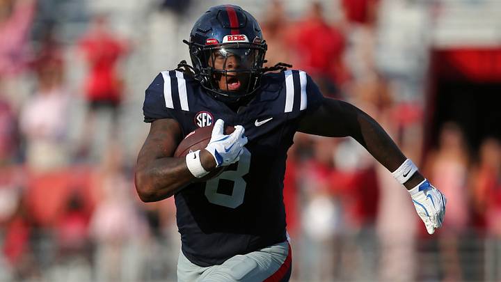 Ole Miss Rebels tight end Dae'Quan Wright (8) runs after a catch during the fourth quarter against the Tulane Green Wave at Vaught-Hemingway Stadium. Ole Miss Rebels tight end Dae'Quan Wright (8) runs after a catch during the fourth quarter against the Tulane Green Wave at Vaught-Hemingway Stadium.