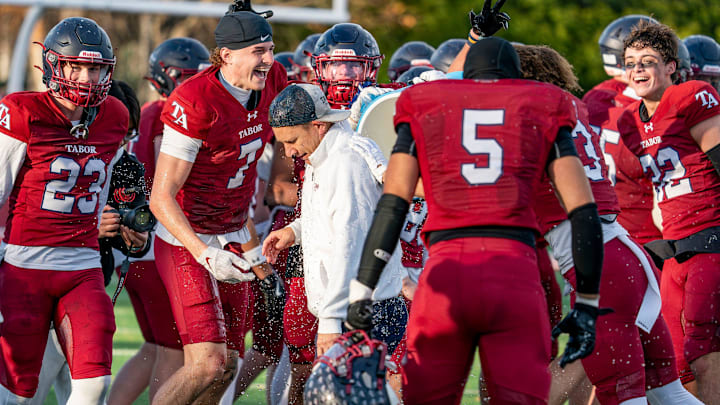 The Tabor Academy football squad celebrated after they captured the NEPSAC John Papas Bowl title over the weekend.