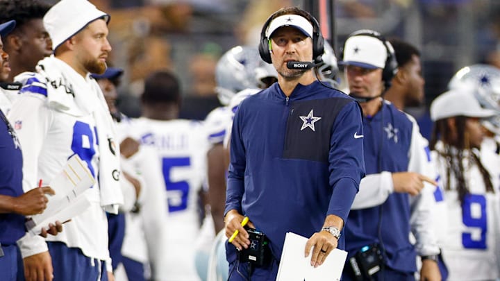 Dallas Cowboys head coach Brian Schottenheimer looks on during the second quarter against the Atlanta Falcons.