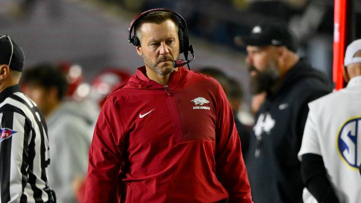 Oct 17, 2026; Nashville, Tennessee, USA; Arkansas Razorbacks head coach Ryan Silverfield paces the sidelines against the Vanderbilt Commodores during the first half at FirstBank Stadium. Mandatory Credit: Steve Roberts-Imagn Images Oct 17, 2026; Nashville, Tennessee, USA; Arkansas Razorbacks head coach Ryan Silverfield paces the sidelines against the Vanderbilt Commodores during the first half at FirstBank Stadium. Mandatory Credit: Steve Roberts-Imagn Images