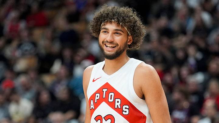 Oct 13, 2026; Toronto, Ontario, CAN; Toronto Raptors forward Allen Graves (22) smiles during a break in the action against the New York Knicks during the first half at Scotiabank Arena. Mandatory Credit: John E. Sokolowski-Imagn Images Oct 13, 2026; Toronto, Ontario, CAN; Toronto Raptors forward Allen Graves (22) smiles during a break in the action against the New York Knicks during the first half at Scotiabank Arena. Mandatory Credit: John E. Sokolowski-Imagn Images