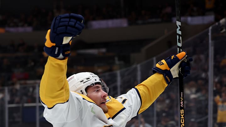 Yakov Trenin celebrating during his time with the Predators. 