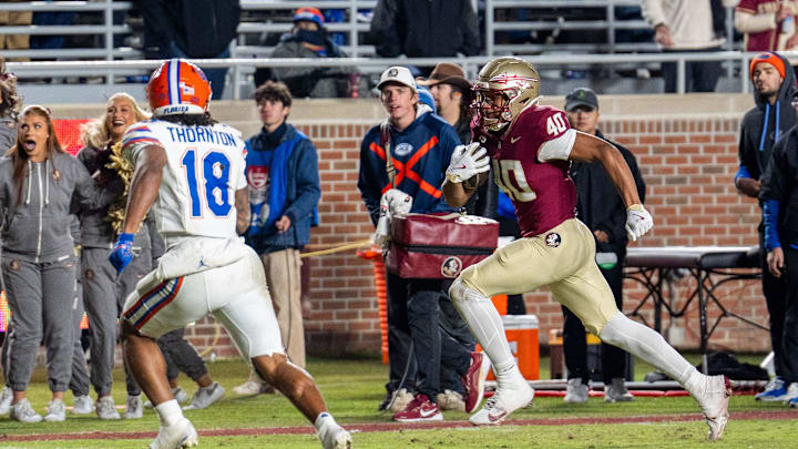 Florida State Seminoles' Amaree Williams against the Florida Gators at Doak Campbell Stadium on Saturday, Nov. 30, 2024.