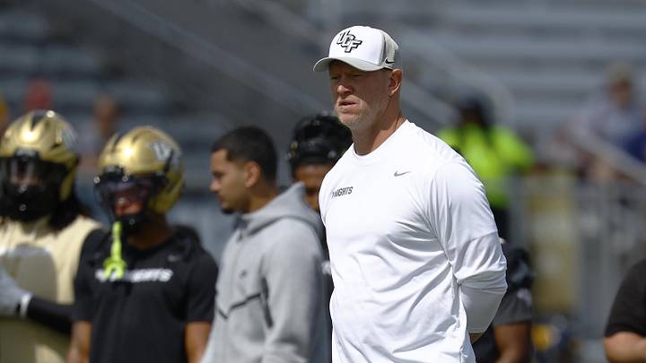 Oct 18, 2025; Orlando, Florida, USA; Central Florida Knights head coach Scott Frost prior to a game against the West Virginia Mountaineers at Acrisure Bounce House. Mandatory Credit: Russell Lansford-Imagn Images Oct 18, 2025; Orlando, Florida, USA; Central Florida Knights head coach Scott Frost prior to a game against the West Virginia Mountaineers at Acrisure Bounce House. Mandatory Credit: Russell Lansford-Imagn Images