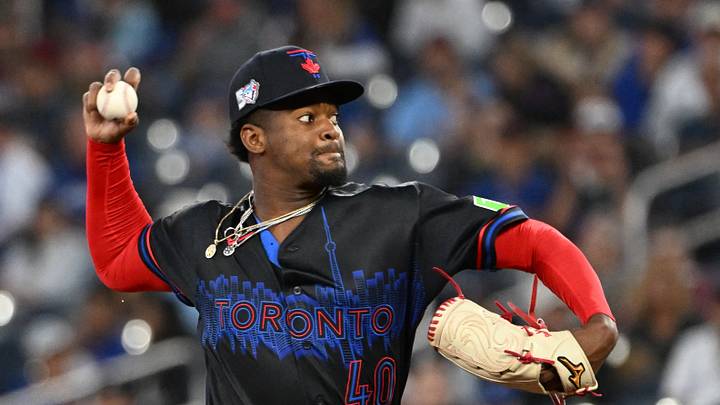 Sep 25, 2026; Toronto, Ontario, CAN;  Toronto Blue Jays starting pitcher Jose Soriano (40) delivers a pitch against the Cincinnati Reds in the first inning at Rogers Centre.  Mandatory Credit: Dan Hamilton-Imagn Images