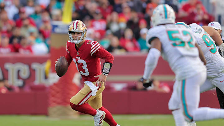 Dec 4, 2022; Santa Clara, California, USA; San Francisco 49ers quarterback Brock Purdy (13)