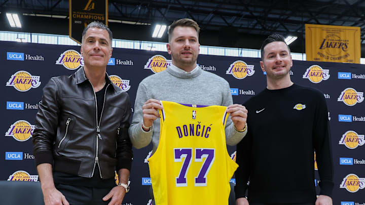Los Angeles Lakers Introduce Luka Doncic, Maxi Kleber & Markieff Morris