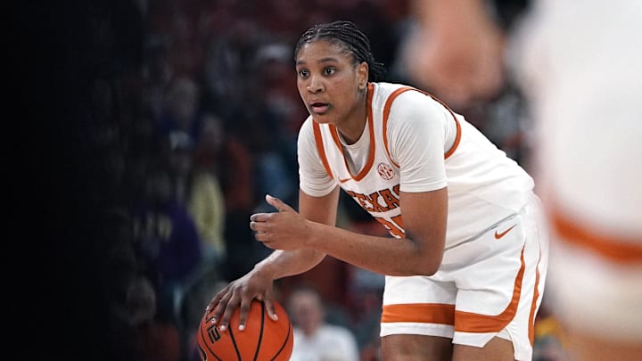 Feb 5, 2026; Austin, Texas, USA; Texas Longhorns forward Madison Booker (35) sets the play during the second half against the LSU Tigers at Moody Center. Mandatory Credit: Dustin Safranek-Imagn Images Feb 5, 2026; Austin, Texas, USA; Texas Longhorns forward Madison Booker (35) sets the play during the second half against the LSU Tigers at Moody Center. Mandatory Credit: Dustin Safranek-Imagn Images