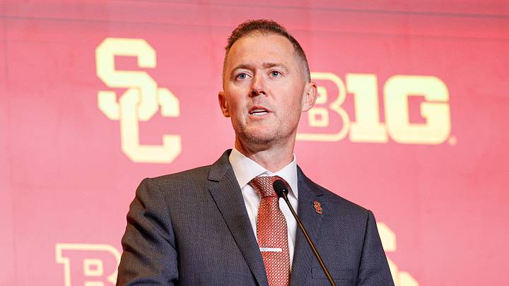 Jul 28, 2026; Chicago, IL, USA; USC Football head coach Lincoln Riley speaks during Media Days at Hilton Chicago. Mandatory Credit: Kamil Krzaczynski-Imagn Images Jul 28, 2026; Chicago, IL, USA; USC Football head coach Lincoln Riley speaks during Media Days at Hilton Chicago. Mandatory Credit: Kamil Krzaczynski-Imagn Images