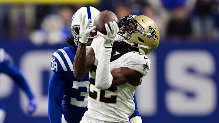 Oct 29, 2023; Indianapolis, Indiana, USA; New Orleans Saints wide receiver Rashid Shaheed (22)