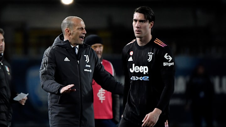 Massimiliano Allegri e Dusan Vlahovic