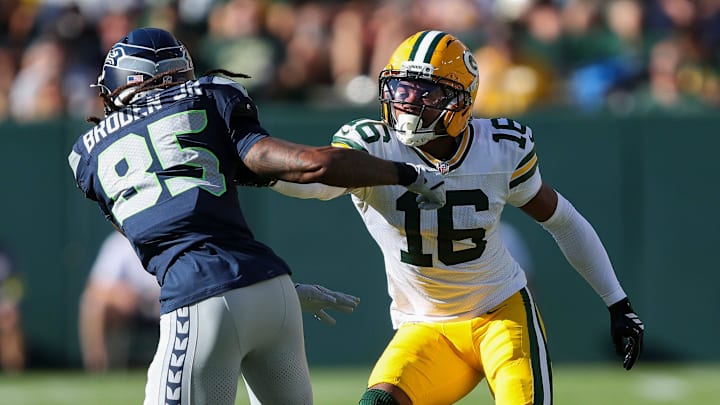 Green Bay Packers cornerback Bo Melton (16) defends Seattle Seahawks wide receiver Tyrone Broden (85) during their final preseason game on Saturday, August 23, 2025, at Lambeau Field in Green Bay, Wis. The Packers won the game, 20-7.
Tork Mason/USA TODAY NETWORK-Wisconsin