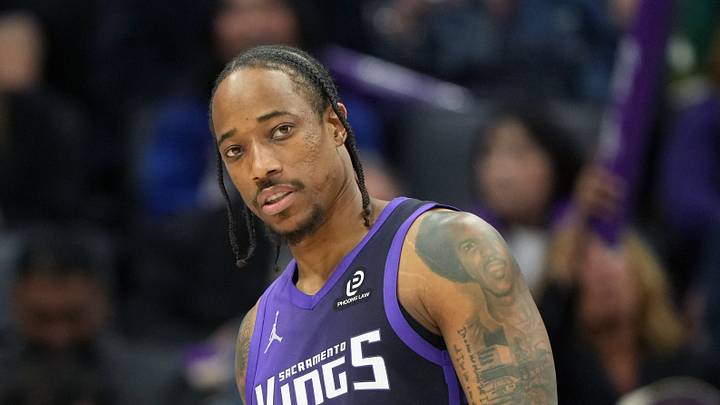 Apr 3, 2026; Sacramento, California, USA; Sacramento Kings guard DeMar DeRozan (10) during the third quarter against the New Orleans Pelicans at Golden 1 Center. Mandatory Credit: Darren Yamashita-Imagn Images Apr 3, 2026; Sacramento, California, USA; Sacramento Kings guard DeMar DeRozan (10) during the third quarter against the New Orleans Pelicans at Golden 1 Center. Mandatory Credit: Darren Yamashita-Imagn Images