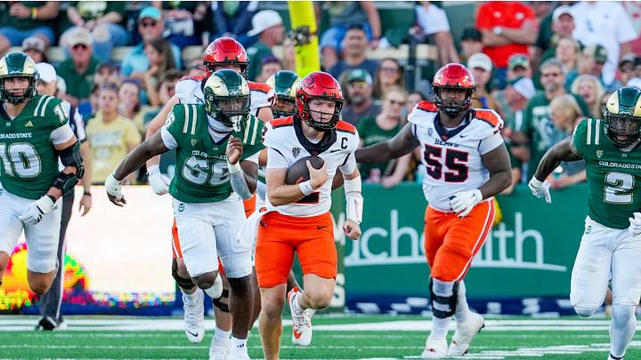 Oct 3, 2026; Fort Collins, Colorado, USA; Oregon State Beavers quarterback Braden Atkinson (2) scrambles in the first half against the Colorado State Rams at Sonny Lubick Field at Canvas Stadium. Mandatory Credit: Andrew Rydland-Imagn Images Oct 3, 2026; Fort Collins, Colorado, USA; Oregon State Beavers quarterback Braden Atkinson (2) scrambles in the first half against the Colorado State Rams at Sonny Lubick Field at Canvas Stadium. Mandatory Credit: Andrew Rydland-Imagn Images