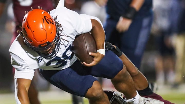 The First Baptist Academy Lions compete against the Benjamin Buccaneers in the Class 1A regional semifinal at First Baptist Academy in Naples on Friday, Nov. 22, 2024. FBA won 34-20. The First Baptist Academy Lions compete against the Benjamin Buccaneers in the Class 1A regional semifinal at First Baptist Academy in Naples on Friday, Nov. 22, 2024. FBA won 34-20.
