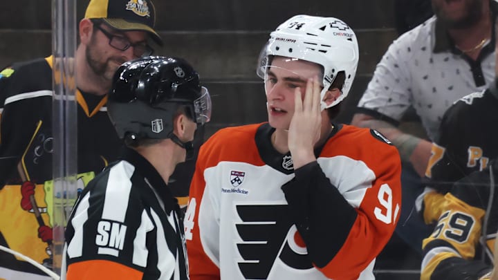 Porter Martone and the Flyers are road underdogs in Game 2.