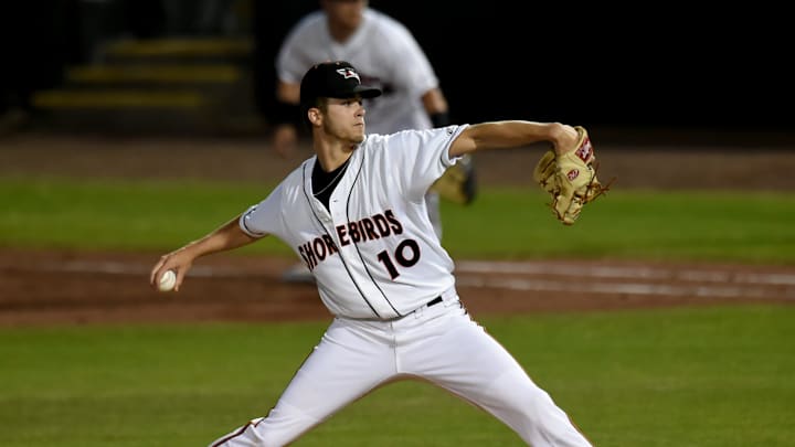 Delmarva Shorebirds' Zach Peek (10) pitches against the Salem Red Sox for opening day Tuesday, May 4, 2021, at Perdue Stadium in Salisbury, Maryland.
Bbm Delmarva Shorebirds Salem Red Sox Delmarva Shorebirds' Zach Peek (10) pitches against the Salem Red Sox for opening day Tuesday, May 4, 2021, at Perdue Stadium in Salisbury, Maryland.
Bbm Delmarva Shorebirds Salem Red Sox