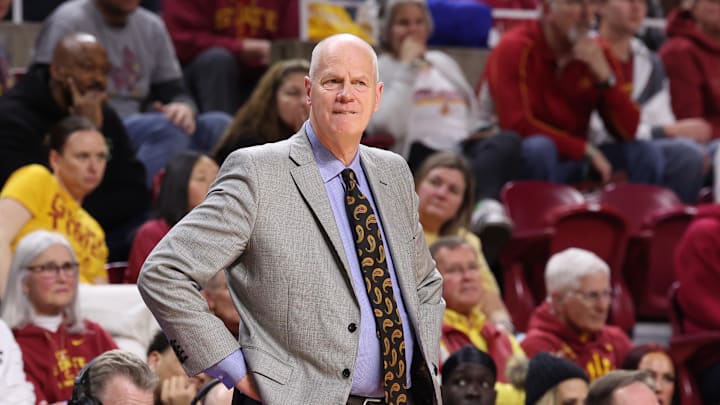 Jan 29, 2026; Ames, Iowa, USA; Colorado Buffaloes head coach Tad Boyle watches his team play the Iowa State Cyclones during the second half at James H. Hilton Coliseum. Mandatory Credit: Reese Strickland-Imagn Images
