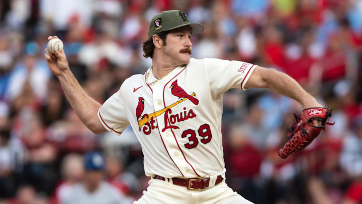 May 20, 2023; St. Louis, Missouri, USA; St. Louis Cardinals starting pitcher Miles Mikolas (39)
