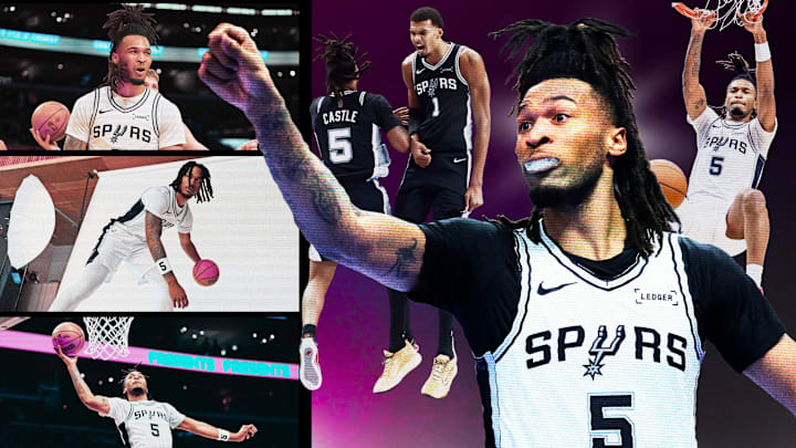 San Antonio Spurs guard Stephon Castle (5).