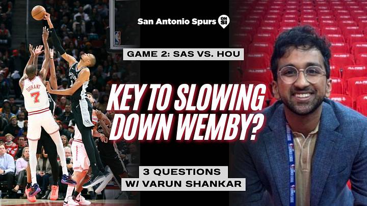 Three questions graphic ahead of San Antonio Spurs vs. Oklahoma Houston Rockets on Oct. 23, 2026. Three questions graphic ahead of San Antonio Spurs vs. Oklahoma Houston Rockets on Oct. 23, 2026.