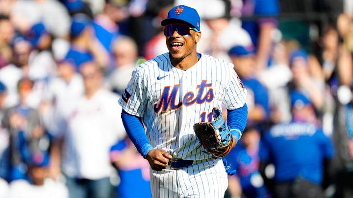 New York Mets second baseman Jorge Polanco (11) is shown after the last out was made against the Pittsburgh Pirates, Thursday, March 26, 2026. New York Mets second baseman Jorge Polanco (11) is shown after the last out was made against the Pittsburgh Pirates, Thursday, March 26, 2026.