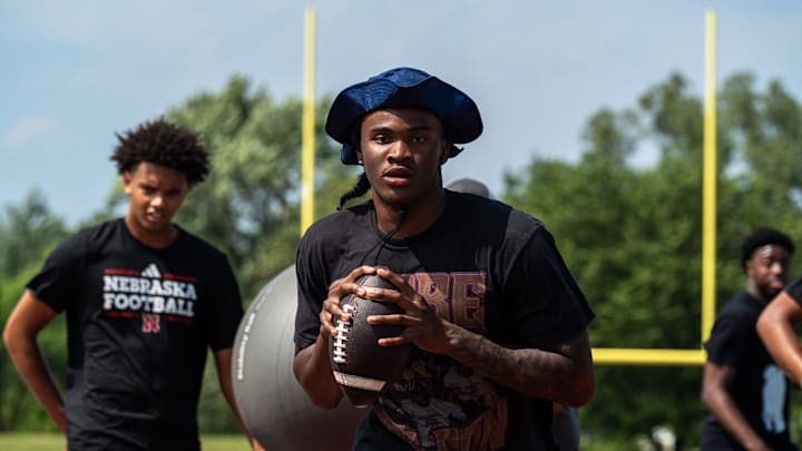 Bryce Underwood, 17, a freshman quarterback at the University of Michigan and the nation’s No. 1 recruit in the 2025 class, participates in a private workout in Detroit on Saturday, June 21, 2025.
