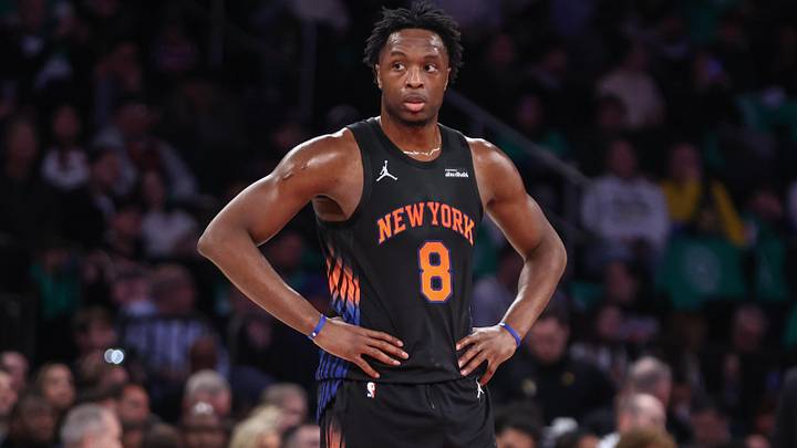 Mar 17, 2026; New York, New York, USA;  New York Knicks forward Og Anunoby (8) at Madison Square Garden. Mandatory Credit: Wendell Cruz-Imagn Images